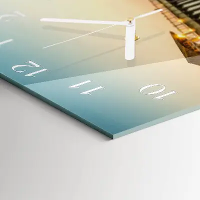 Moderne wandklok glas vierkant Houten steiger