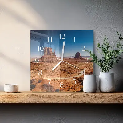 Vierkante glas klok Woestijn