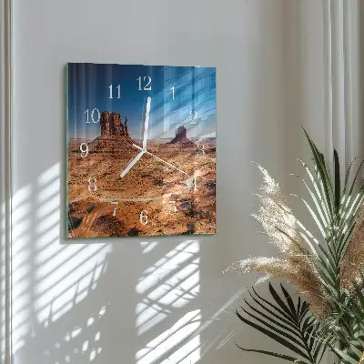 Vierkante glas klok Woestijn