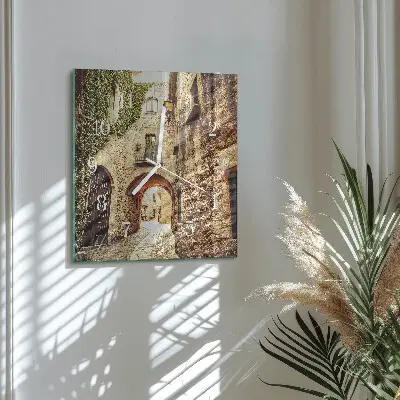 Vierkante glazen wandklok Laan