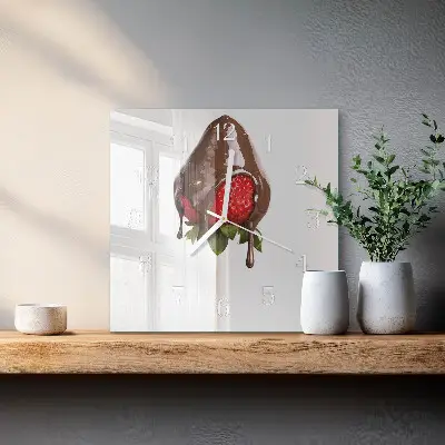 Moderne wandklok glas vierkant Chocolade