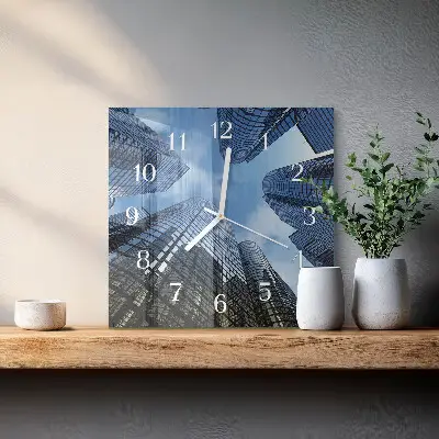 Vierkante glas klok Glazen gebouwen