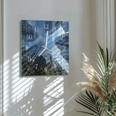 Vierkante glas klok Glazen gebouwen