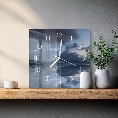 Vierkante glazen wandklok Vuurtoren