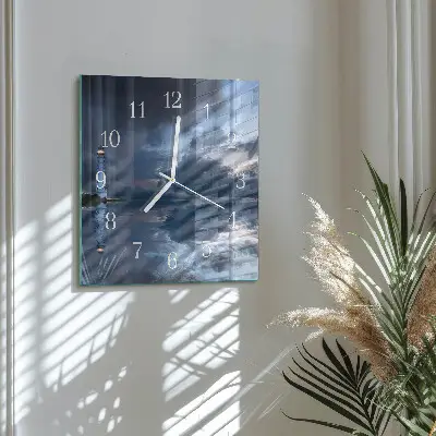 Vierkante glazen wandklok Vuurtoren
