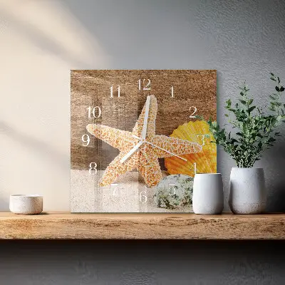 Moderne wandklok glas vierkant Zeester