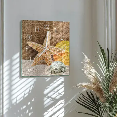 Moderne wandklok glas vierkant Zeester