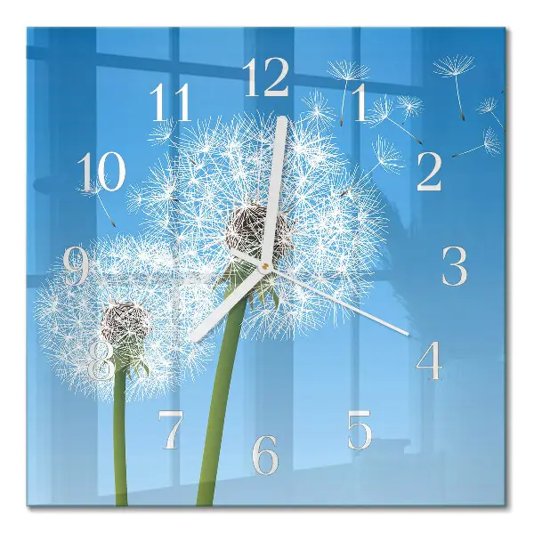 Moderne wandklok glas vierkant Paardebloem