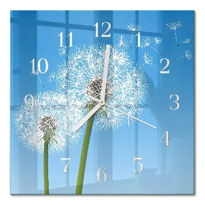 Moderne wandklok glas vierkant Paardebloem
