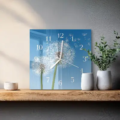 Moderne wandklok glas vierkant Paardebloem