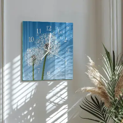 Moderne wandklok glas vierkant Paardebloem