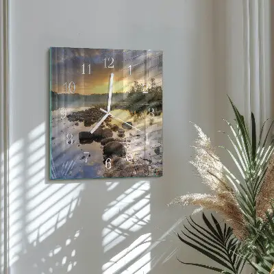 Vierkante glas klok Natura-meer