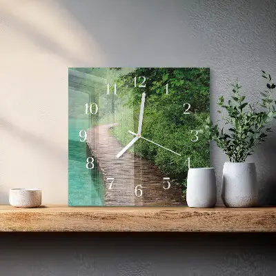 Decoratieve glazen klok vierkant Houten steiger