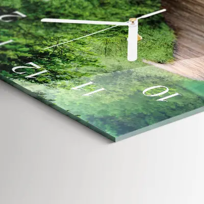 Decoratieve glazen klok vierkant Houten steiger