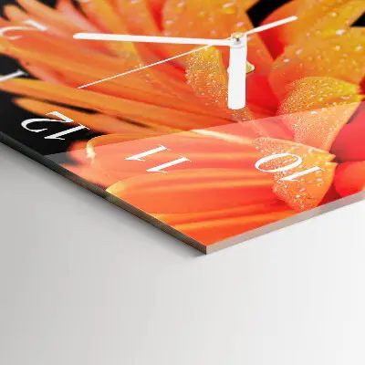 Vierkante glazen klok Gerbera