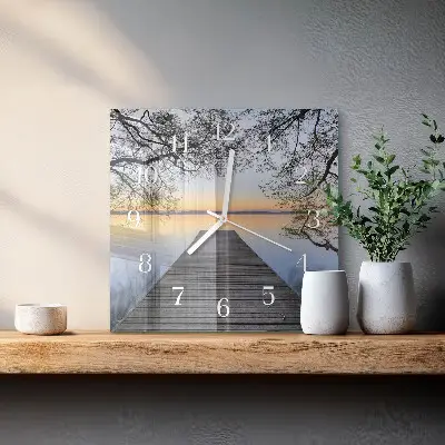 Vierkante glazen wandklok Schemering