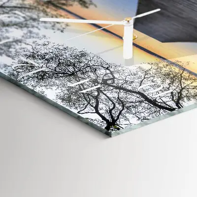 Vierkante glazen wandklok Schemering