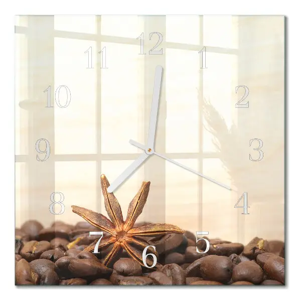 Decoratieve glazen klok vierkant Koffiebonen