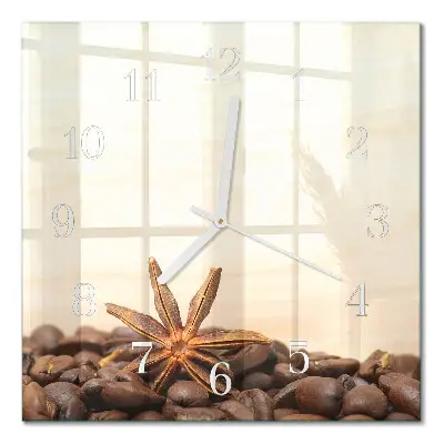Decoratieve glazen klok vierkant Koffiebonen