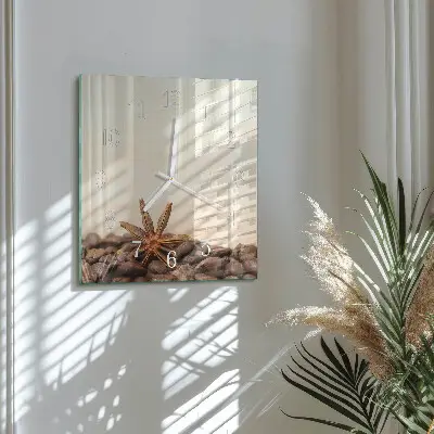 Decoratieve glazen klok vierkant Koffiebonen