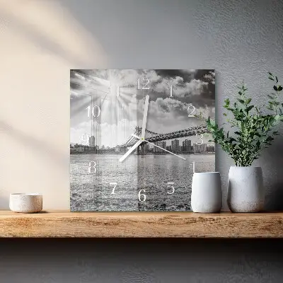 Moderne wandklok glas vierkant Brug