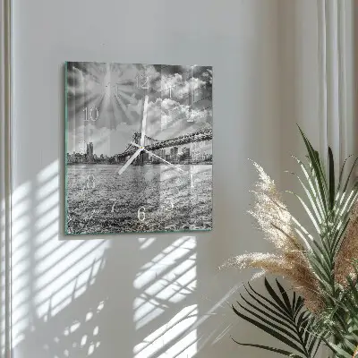Moderne wandklok glas vierkant Brug