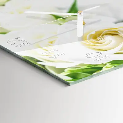 Vierkante glas klok Rozen
