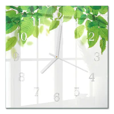 Moderne wandklok glas vierkant Bladeren
