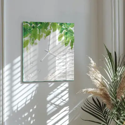 Moderne wandklok glas vierkant Bladeren