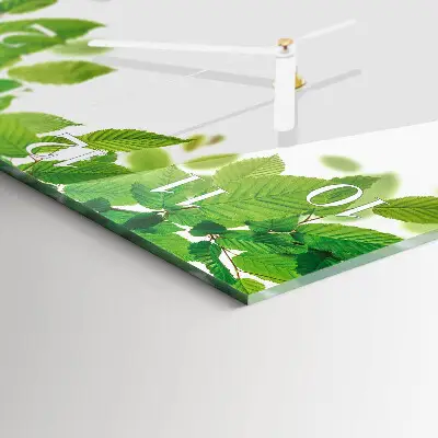 Moderne wandklok glas vierkant Bladeren
