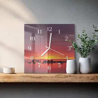 Vierkante glas klok Zonsondergang