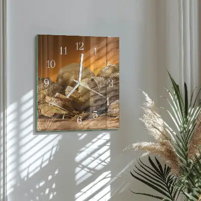 Vierkante glazen wandklok Brood