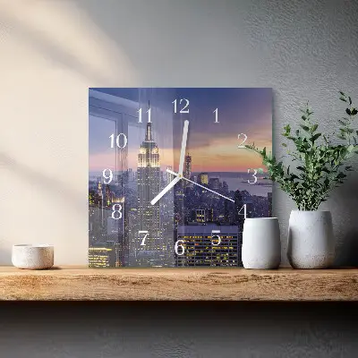 Decoratieve glazen klok vierkant Stad