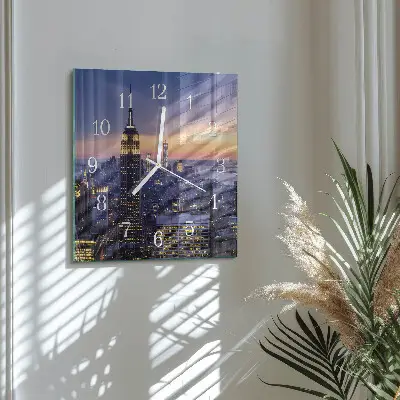 Decoratieve glazen klok vierkant Stad