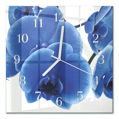 Moderne wandklok glas vierkant Orchidee