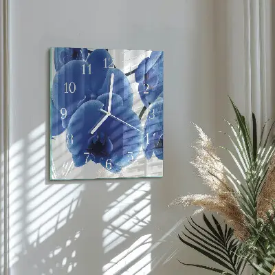 Moderne wandklok glas vierkant Orchidee