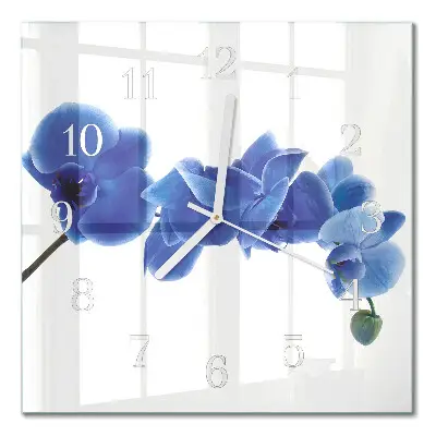 Vierkante glas klok Orchidee