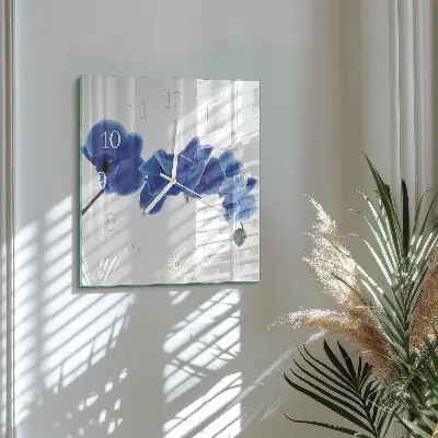 Vierkante glas klok Orchidee