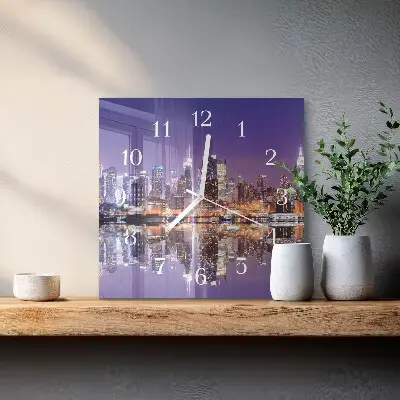 Decoratieve glazen klok vierkant Stad