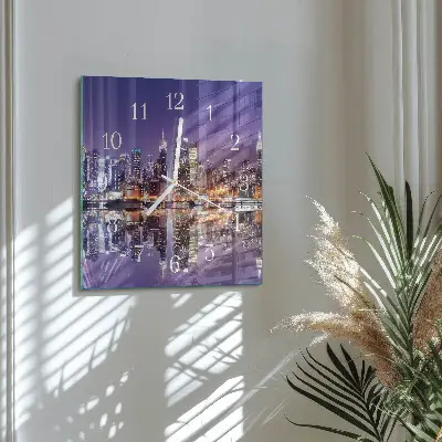 Decoratieve glazen klok vierkant Stad