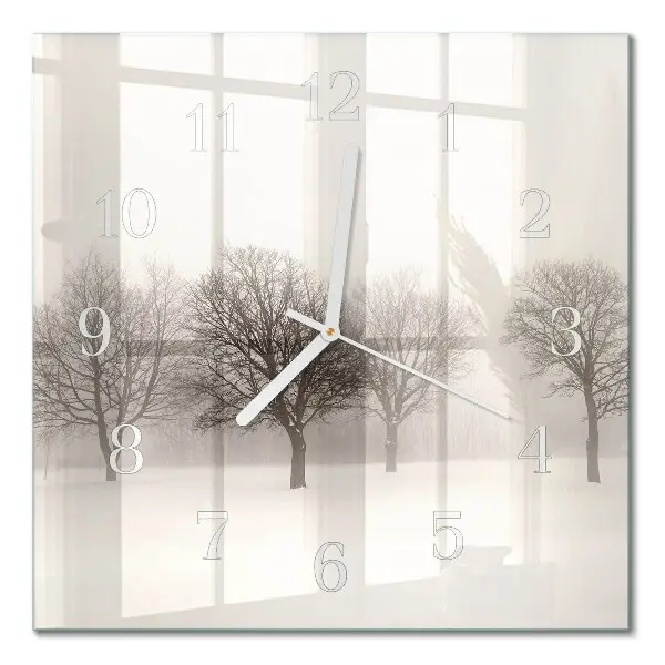 Moderne wandklok glas vierkant Winter