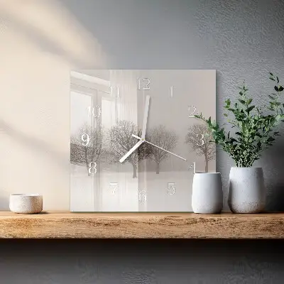 Moderne wandklok glas vierkant Winter