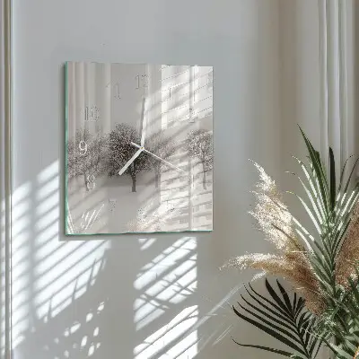 Moderne wandklok glas vierkant Winter