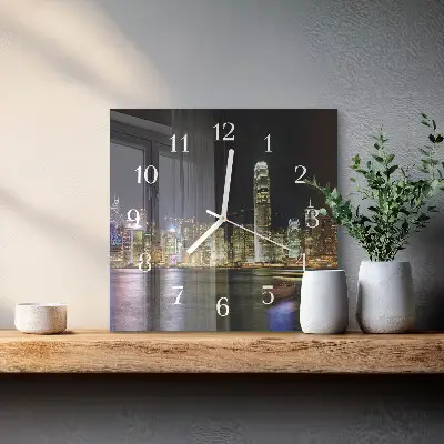 Vierkante glazen wandklok Horizon