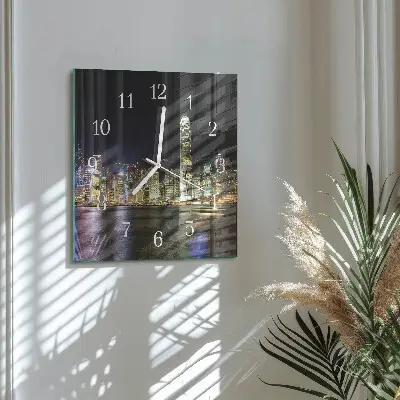 Vierkante glazen wandklok Horizon
