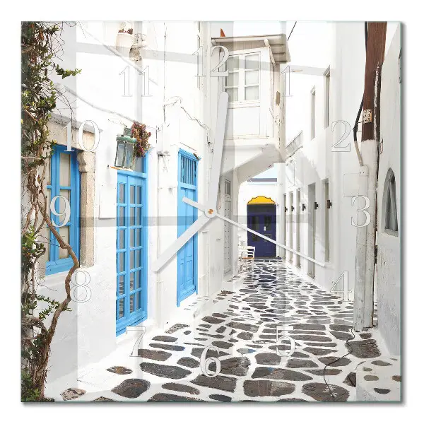 Decoratieve glazen klok vierkant Santorini