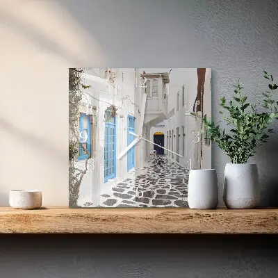 Decoratieve glazen klok vierkant Santorini