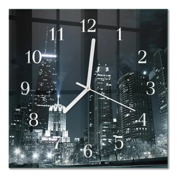 Moderne wandklok glas vierkant Stad
