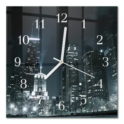 Moderne wandklok glas vierkant Stad
