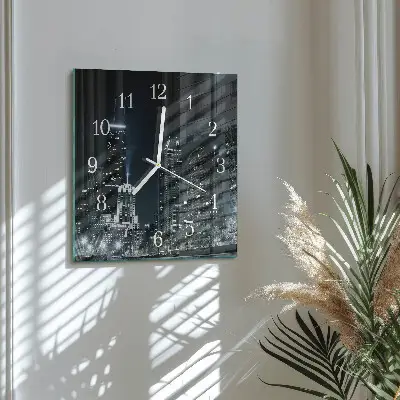 Moderne wandklok glas vierkant Stad